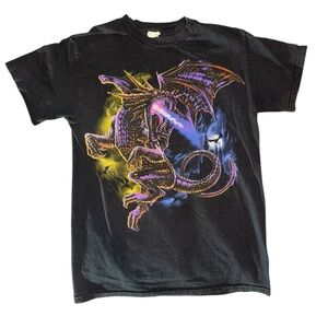 Vintage Dragon Graphic Tee Y2K Fantasy Shirt Black Alstyle AAA Small